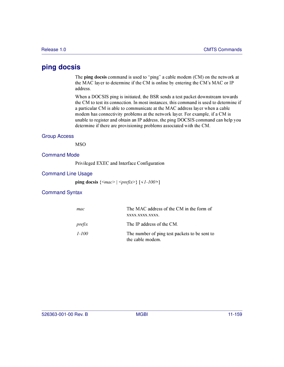 Motorola BSR 2000 manual Ping docsis 