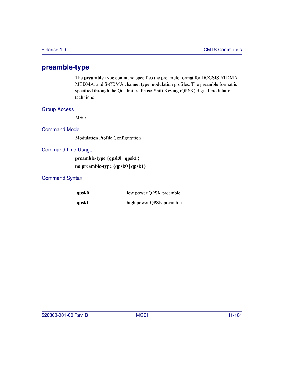 Motorola BSR 2000 manual Preamble-type qpsk0 qpsk1 no preamble-type qpsk0 qpsk1, Qpsk0 Low power Qpsk preamble Qpsk1 