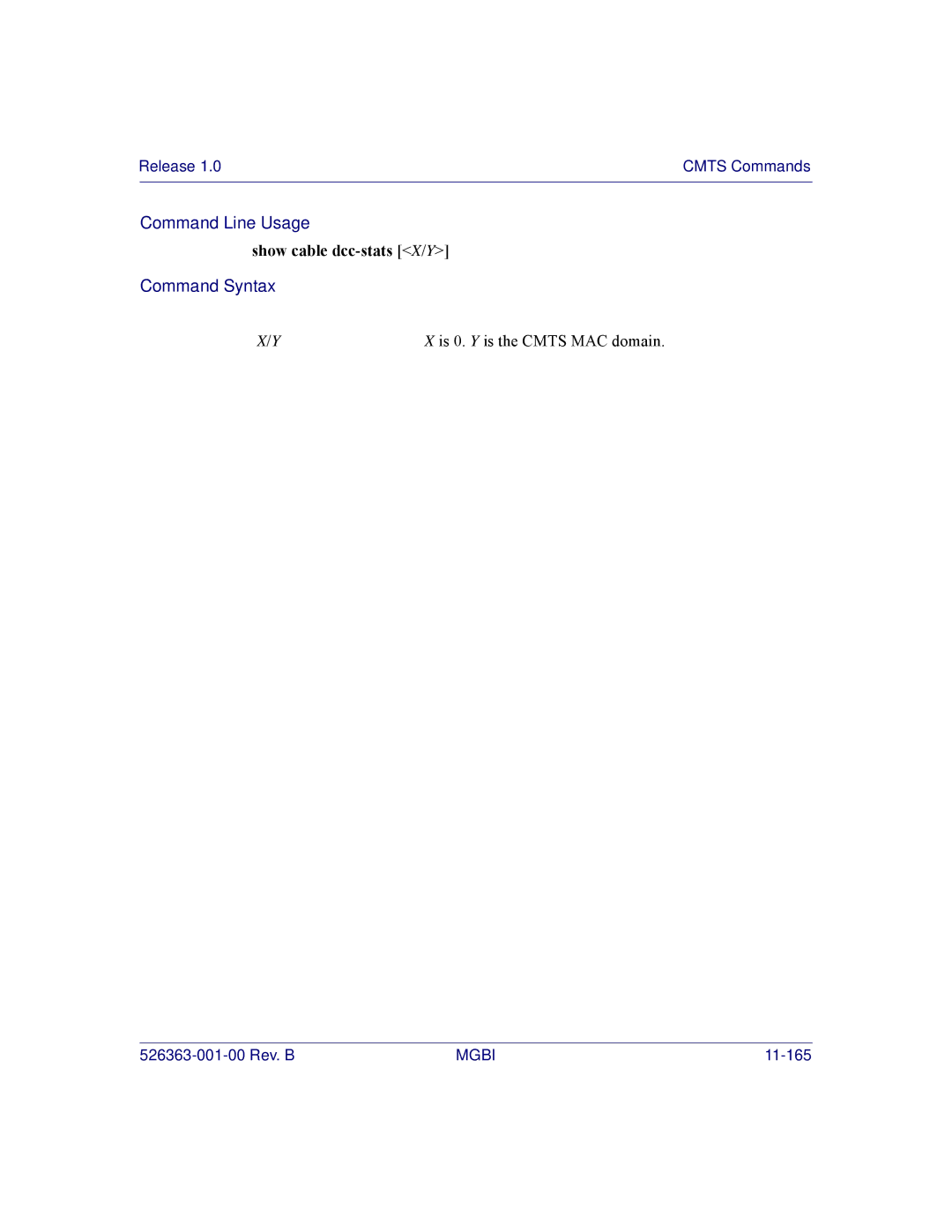 Motorola BSR 2000 manual Show cable dcc-stats X/Y 