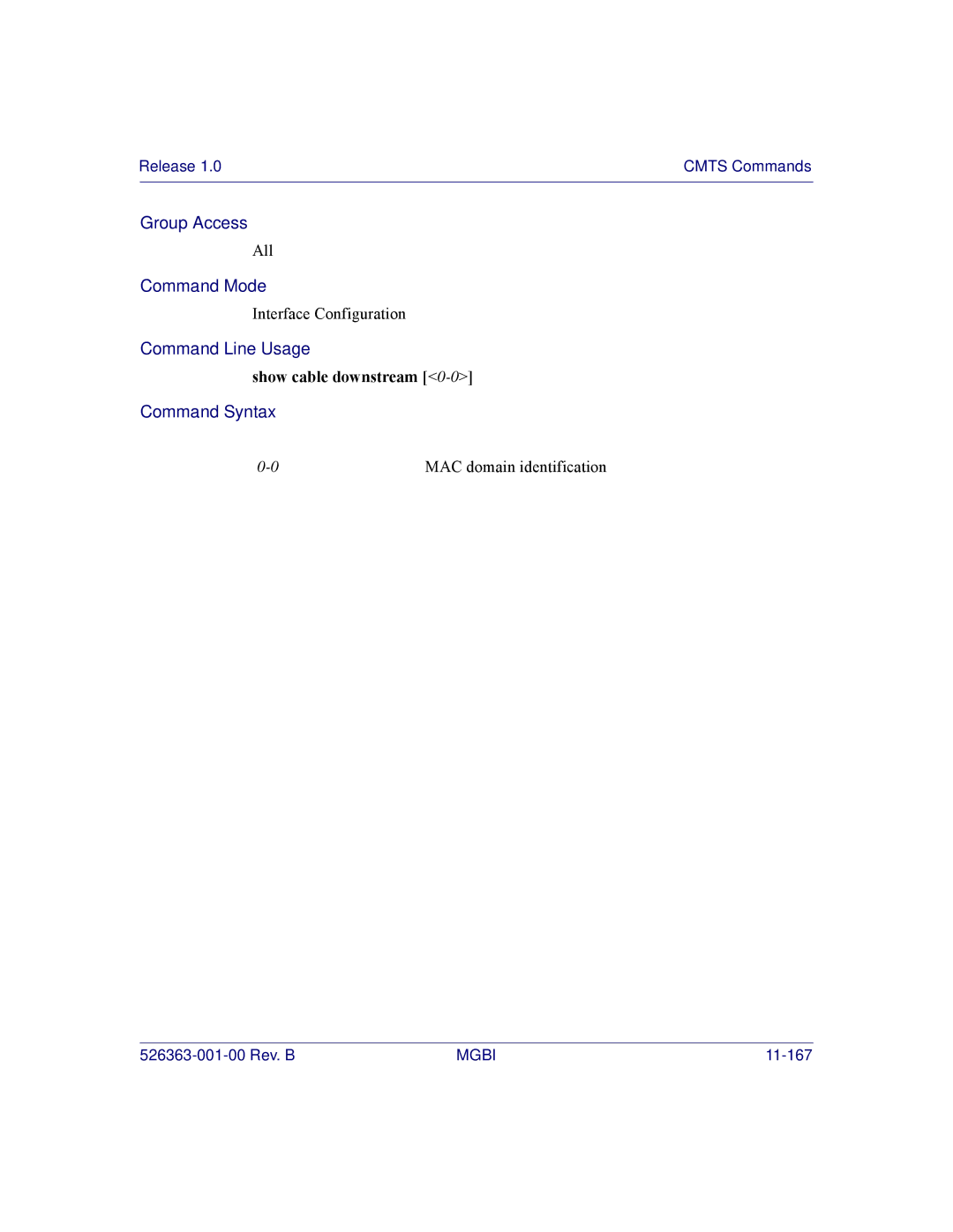 Motorola BSR 2000 manual Show cable downstream 