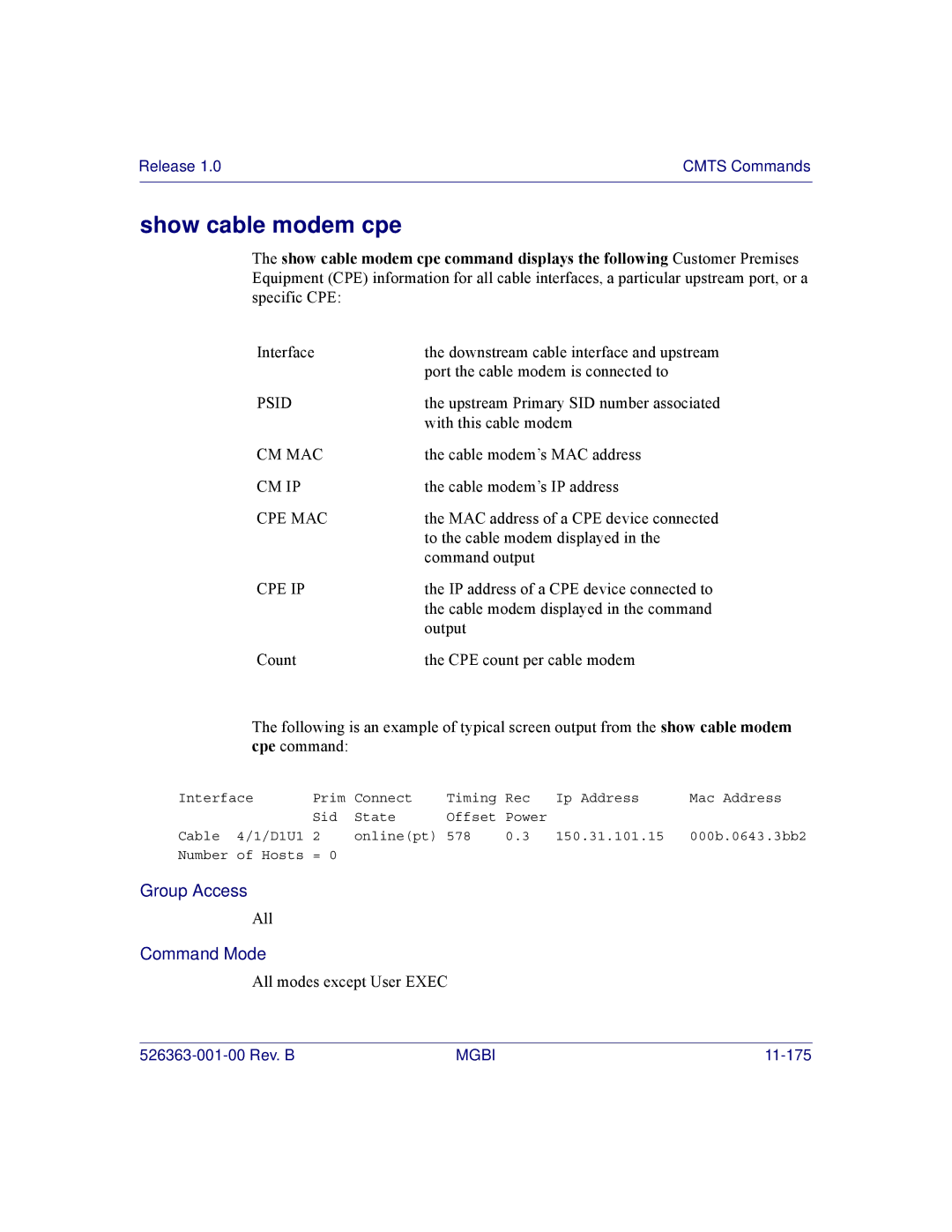 Motorola BSR 2000 manual Show cable modem cpe, Cpe Ip 