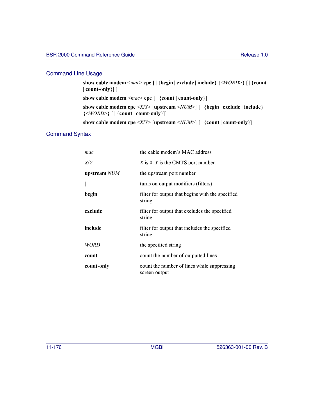 Motorola BSR 2000 manual Upstream NUM, Begin 