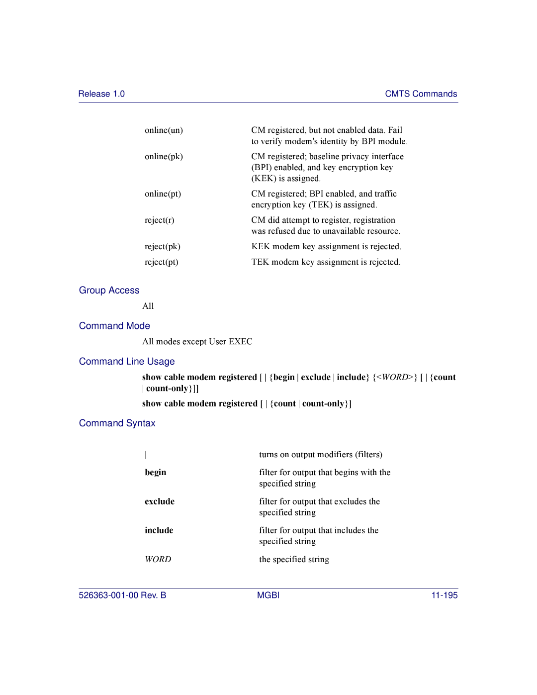 Motorola BSR 2000 manual Onlineun CM registered, but not enabled data. Fail 