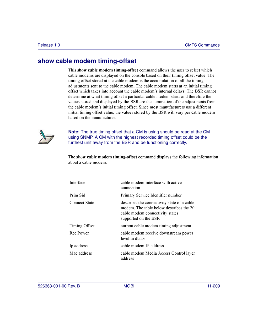 Motorola BSR 2000 manual Show cable modem timing-offset 