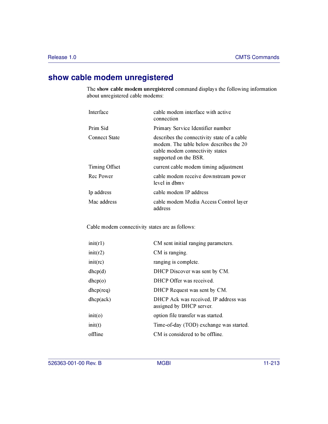 Motorola BSR 2000 manual Show cable modem unregistered 