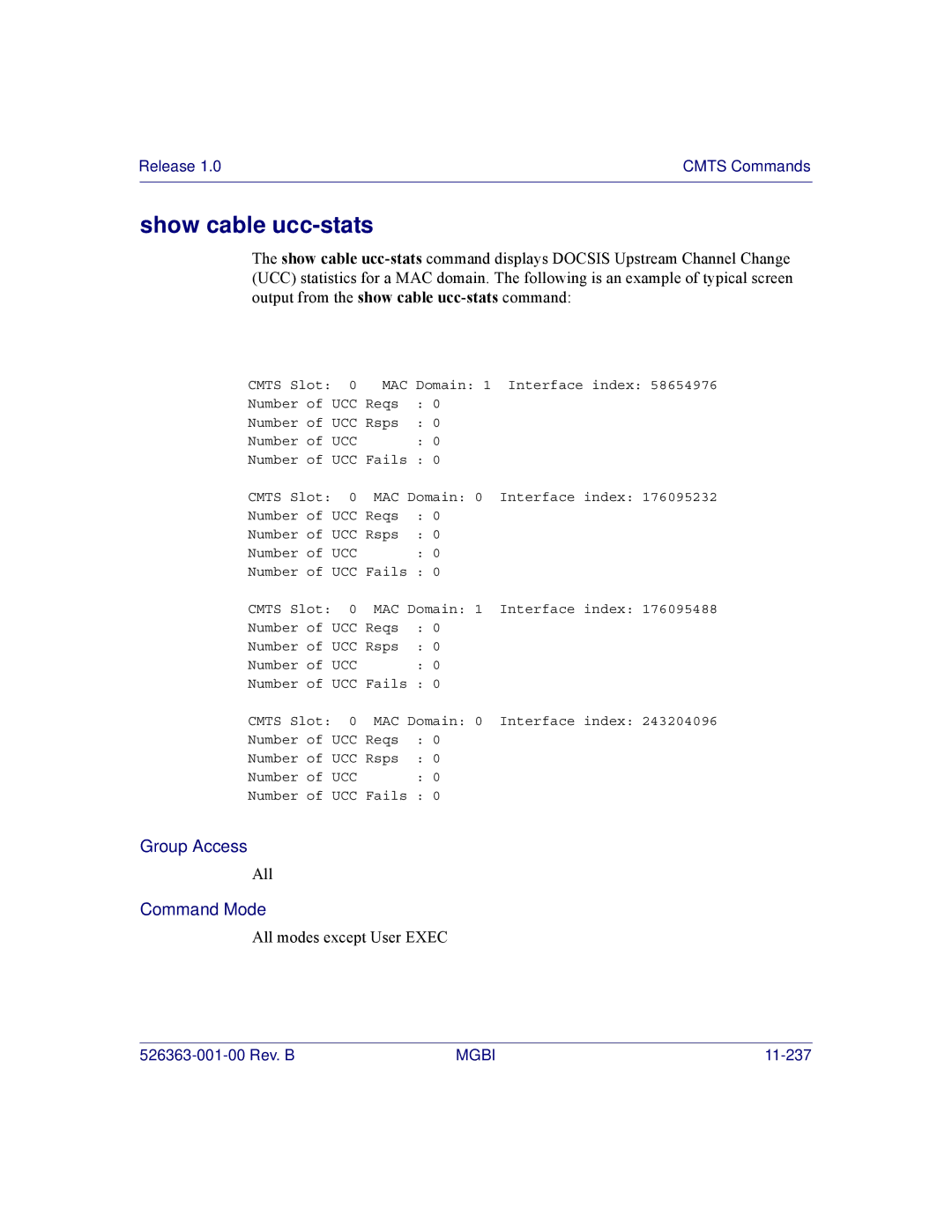 Motorola BSR 2000 manual Show cable ucc-stats 