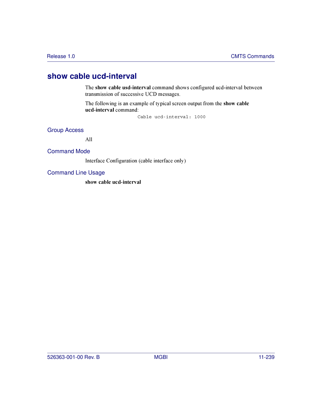 Motorola BSR 2000 manual Show cable ucd-interval 