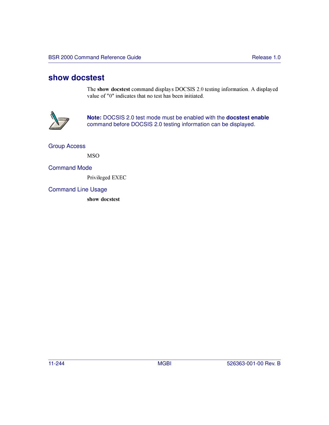 Motorola BSR 2000 manual Show docstest 