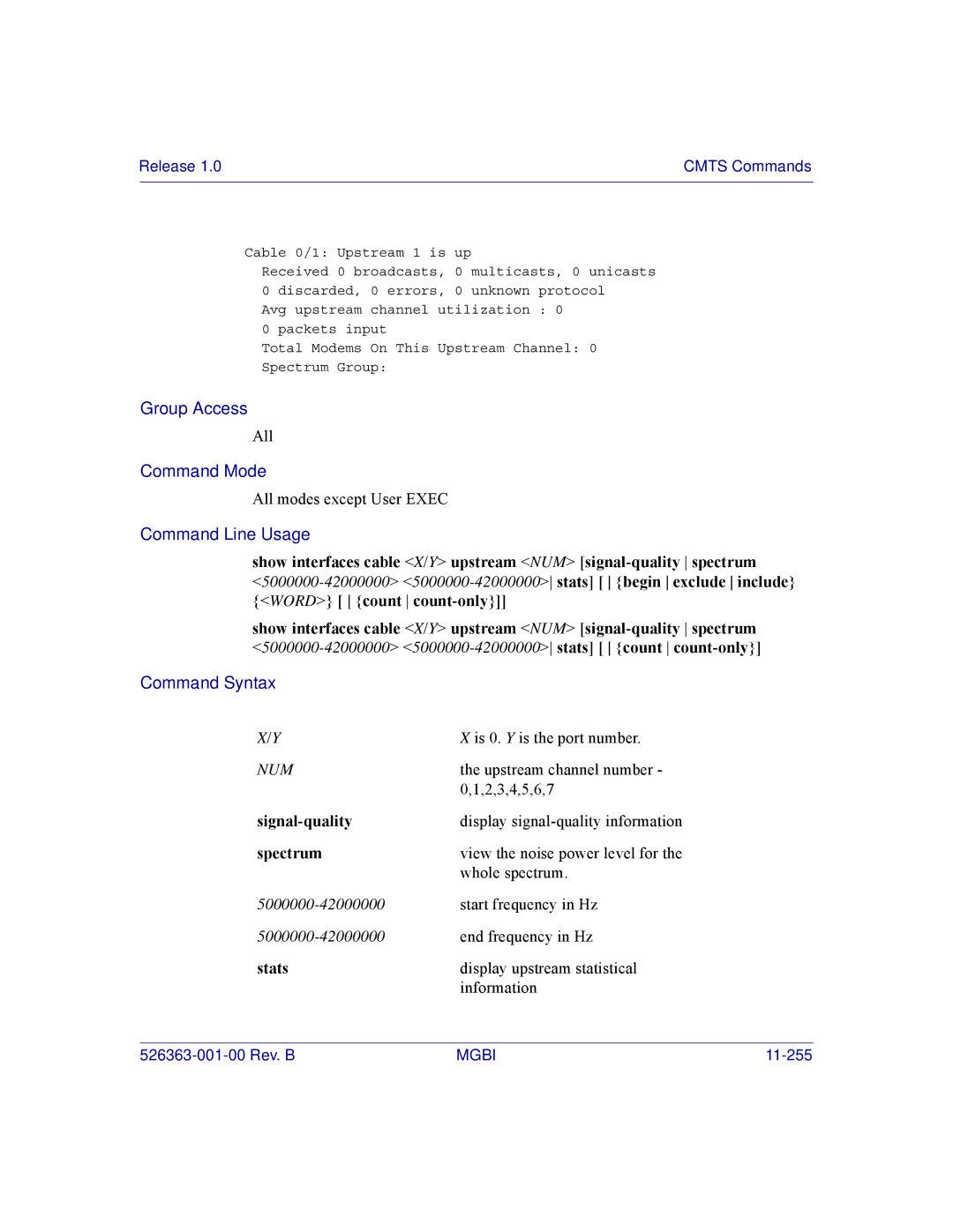 Motorola BSR 2000 manual Signal-quality, Spectrum, Stats 