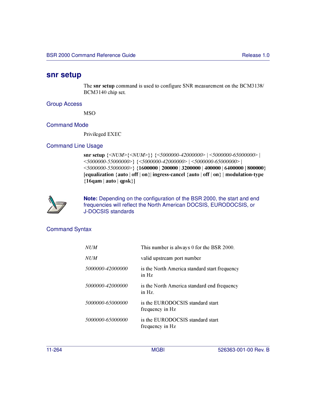 Motorola BSR 2000 manual Snr setup 