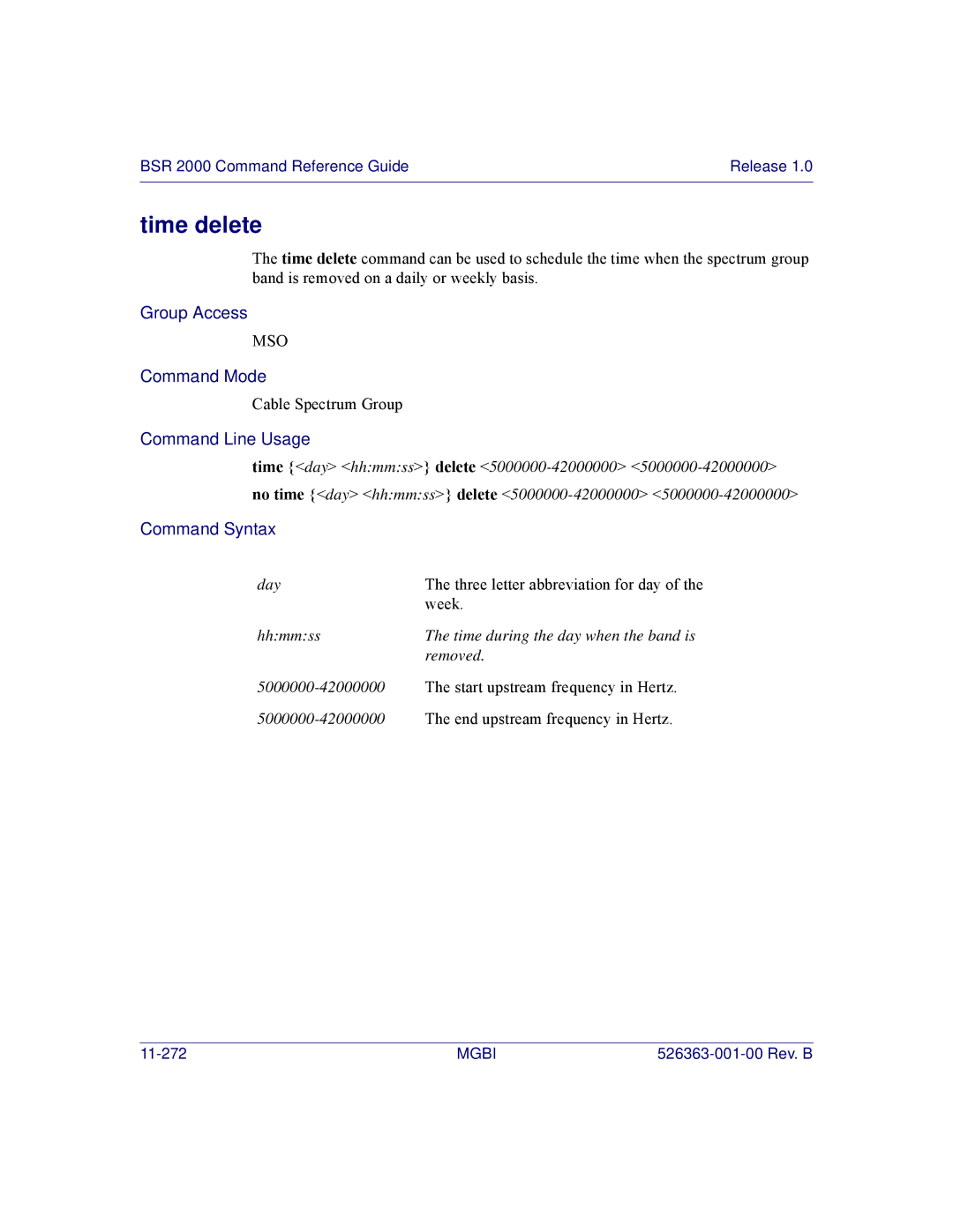 Motorola BSR 2000 manual Time delete 