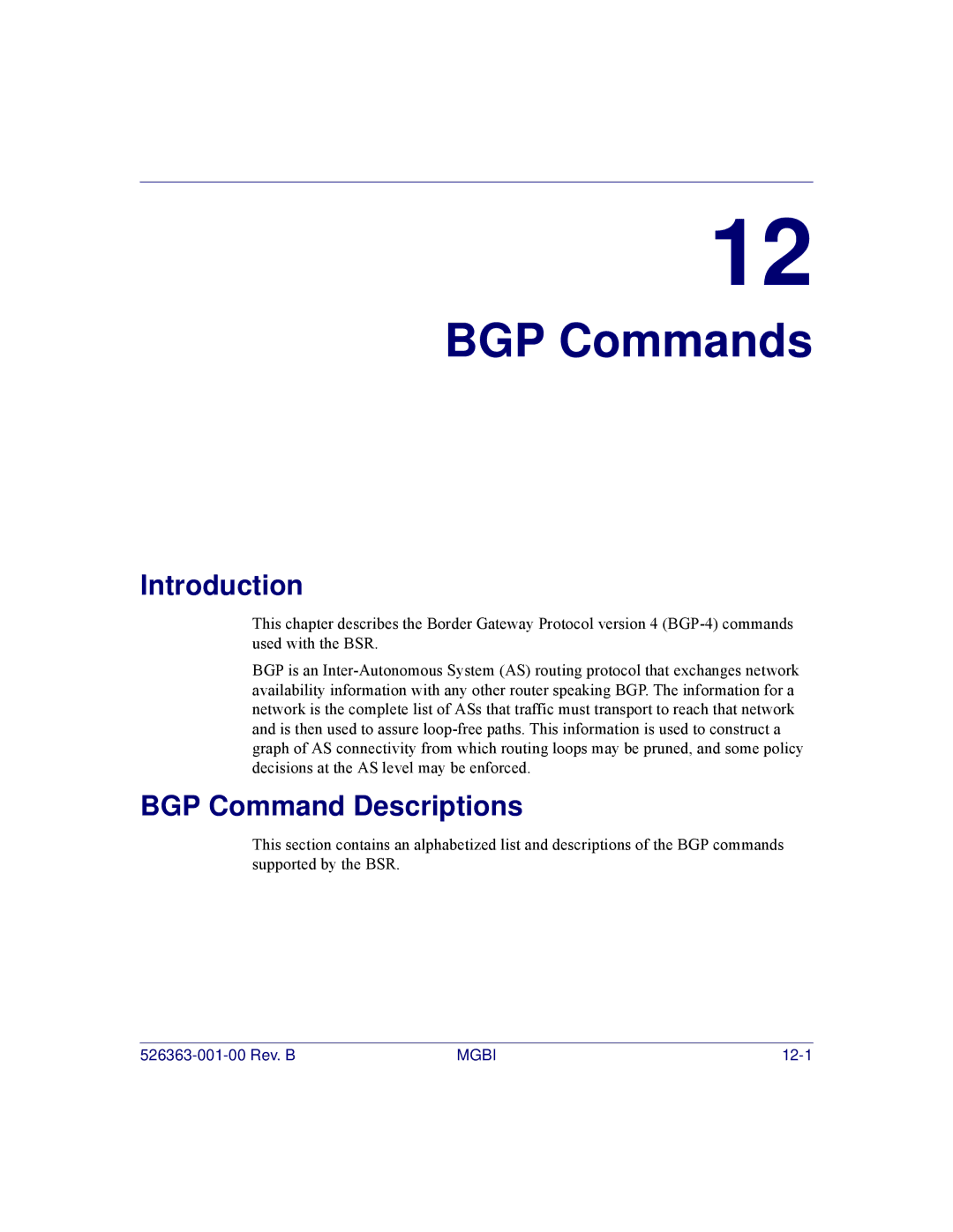 Motorola BSR 2000 manual BGP Commands 