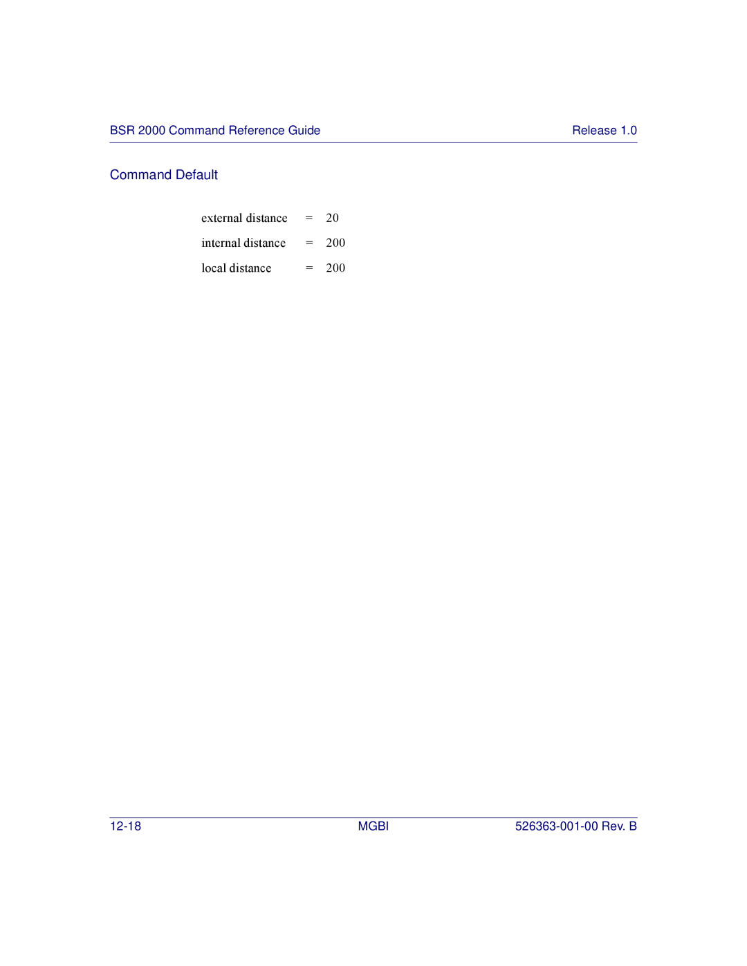 Motorola BSR 2000 manual External distance Internal distance 200 Local distance 