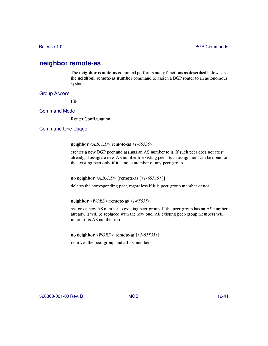 Motorola BSR 2000 Neighbor remote-as, Neighbor A.B.C.D remote-as, No neighbor A.B.C.D remote-as, Neighbor Word remote-as 