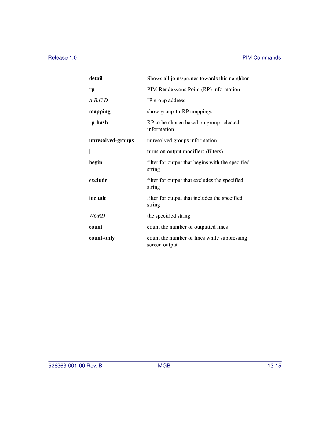 Motorola BSR 2000 manual Mapping, Rp-hash, Unresolved-groups 