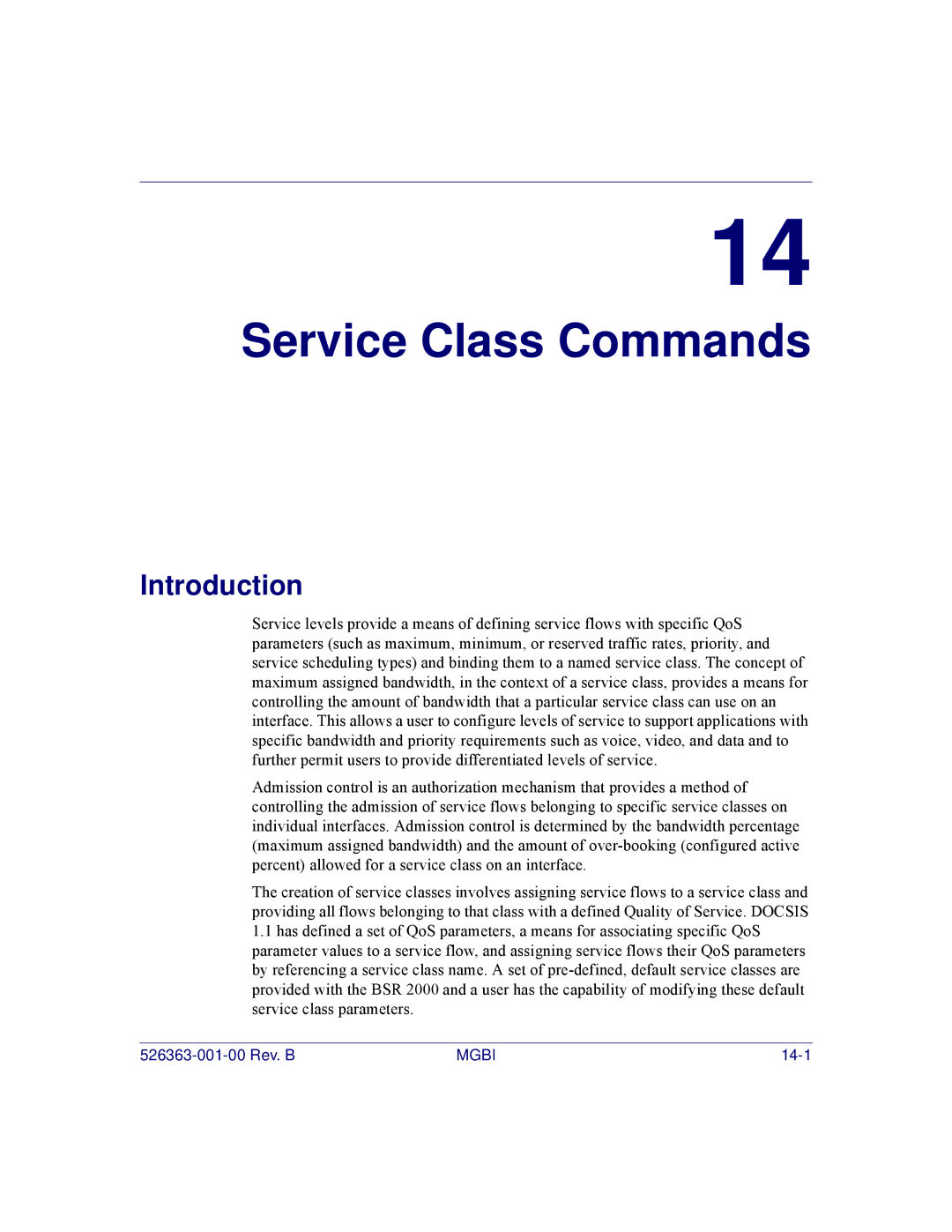 Motorola BSR 2000 manual Service Class Commands 