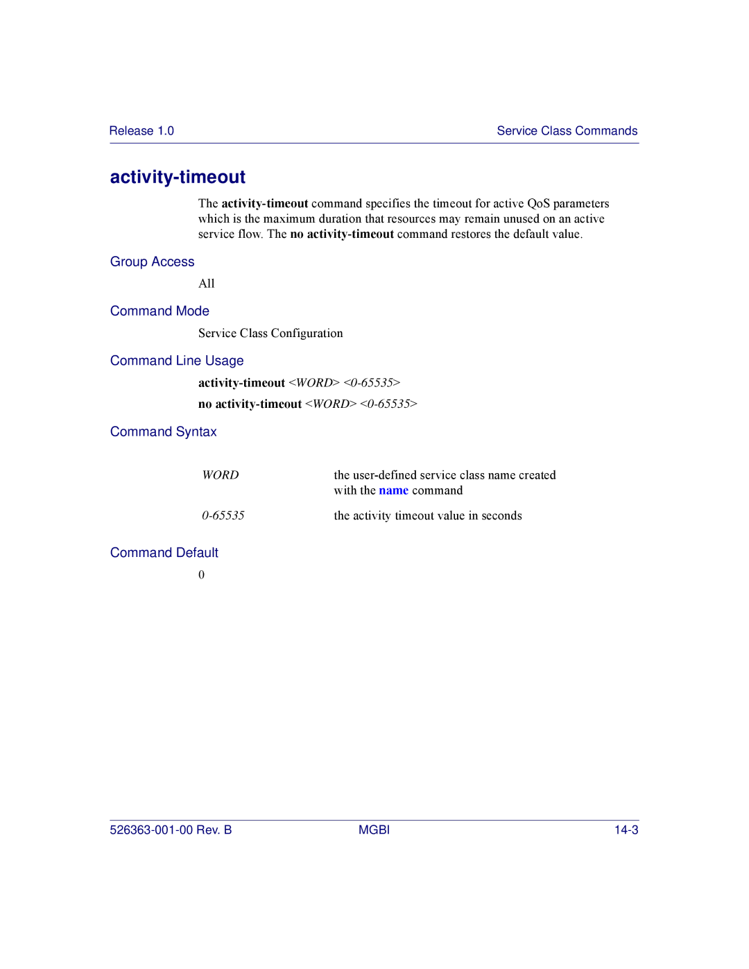 Motorola BSR 2000 manual Activity-timeout Word 0-65535no activity-timeout Word 