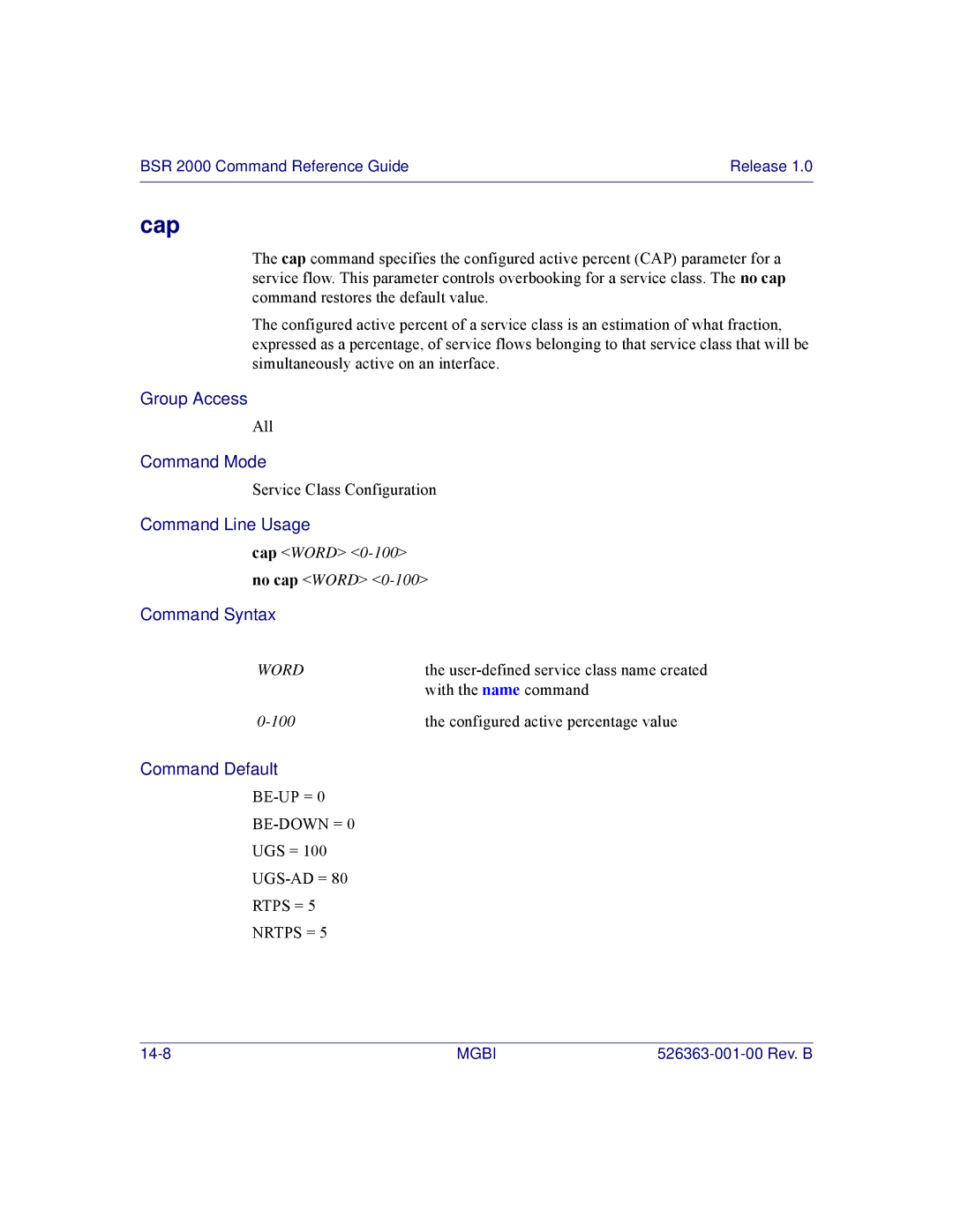 Motorola BSR 2000 manual Cap 