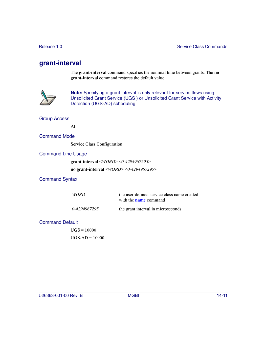 Motorola BSR 2000 manual Grant-interval, No grant-interval Word 