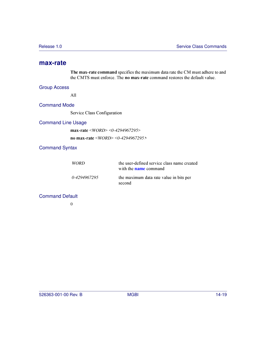 Motorola BSR 2000 manual Max-rate 