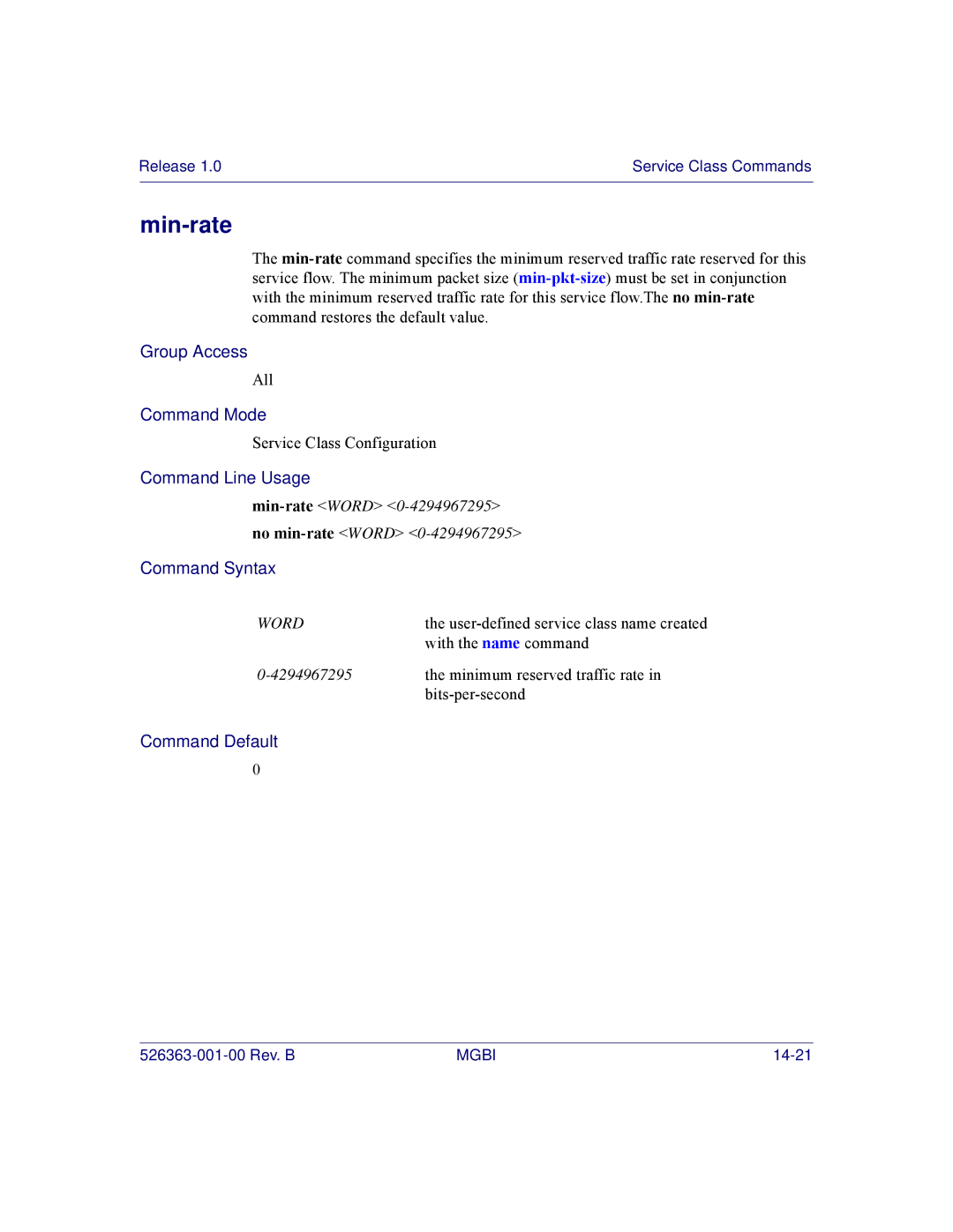 Motorola BSR 2000 manual Min-rate 