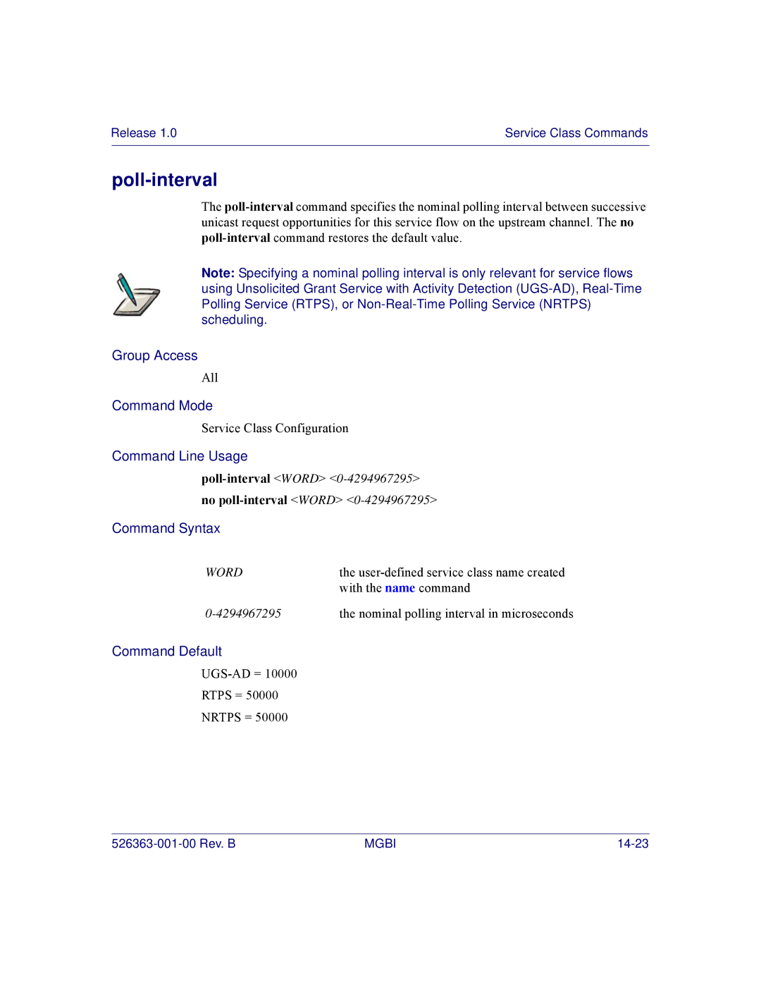 Motorola BSR 2000 manual Poll-interval Word 0-4294967295no poll-interval Word 