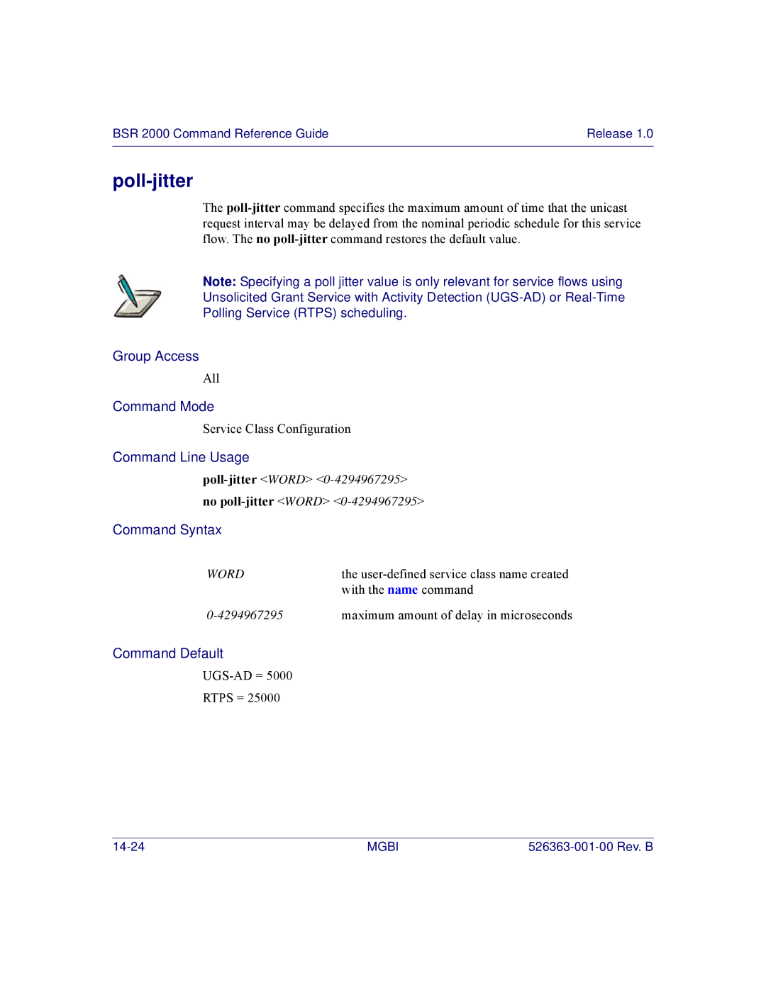 Motorola BSR 2000 manual Poll-jitter 