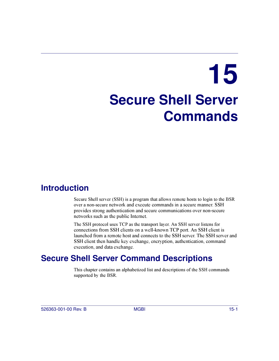 Motorola BSR 2000 manual Secure Shell Server Commands 