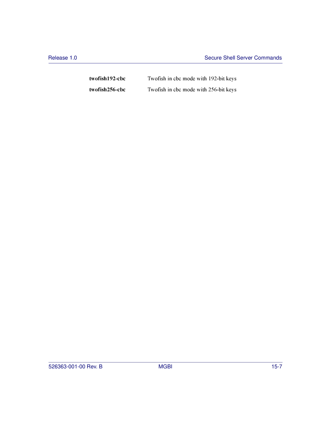 Motorola BSR 2000 manual Twofish192-cbc, Twofish256-cbc 