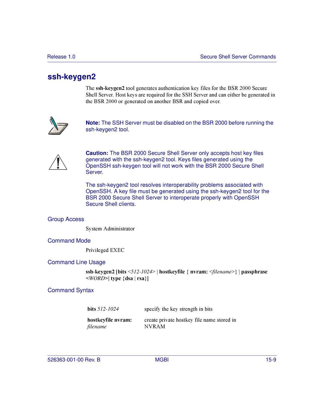 Motorola BSR 2000 manual Ssh-keygen2, Bits 