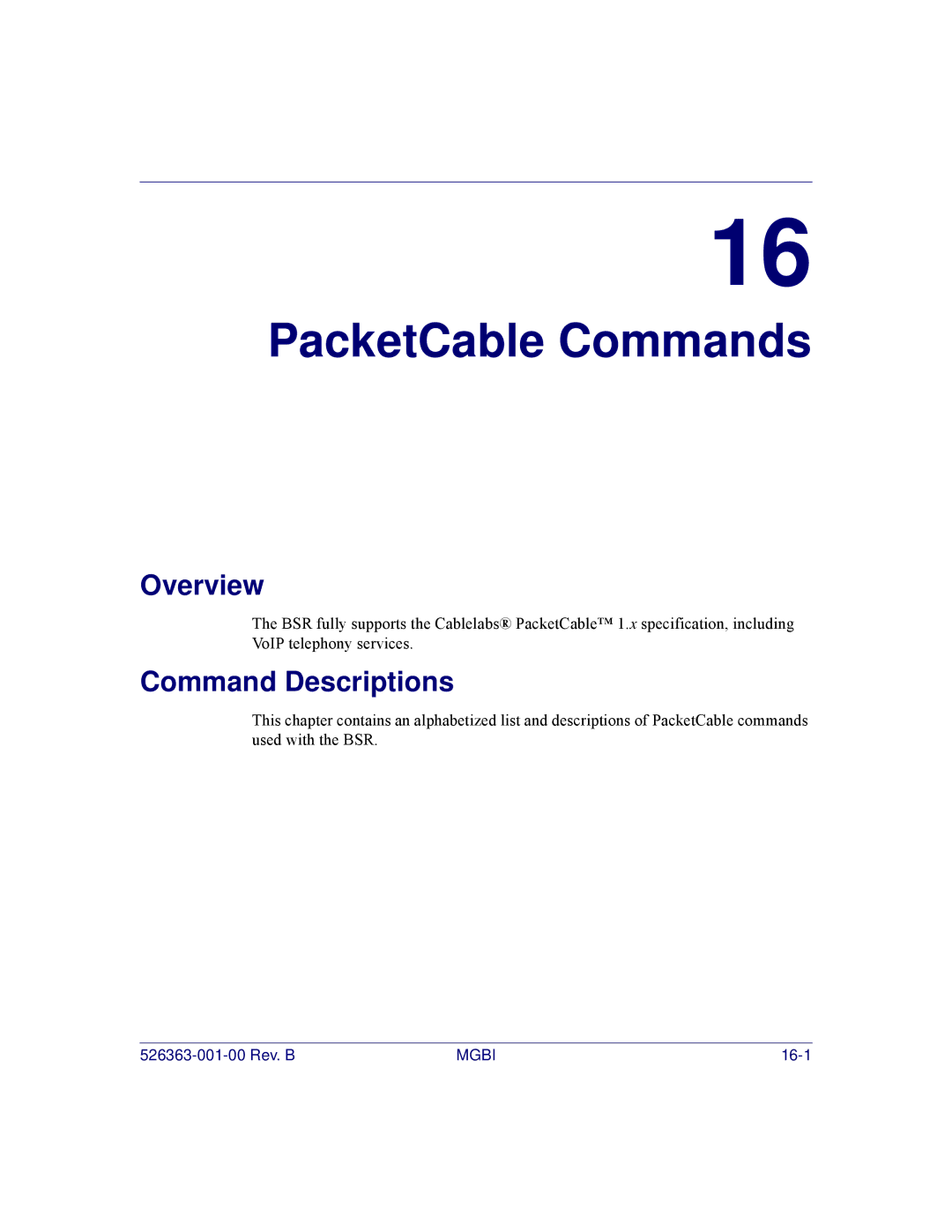 Motorola BSR 2000 manual PacketCable Commands 