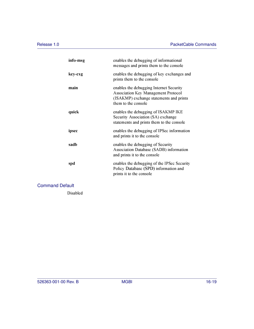 Motorola BSR 2000 manual Key-exg, Ipsec, Sadb, Spd 