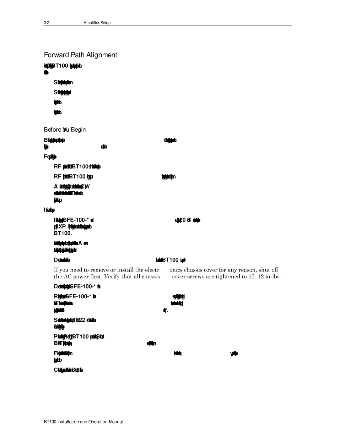 Motorola BT100 operation manual Forward Path Alignment, Before You Begin 