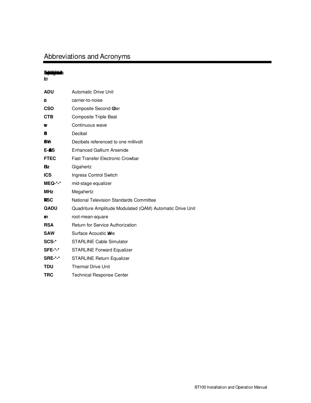 Motorola BT100 operation manual Abbreviations and Acronyms, Ctb 