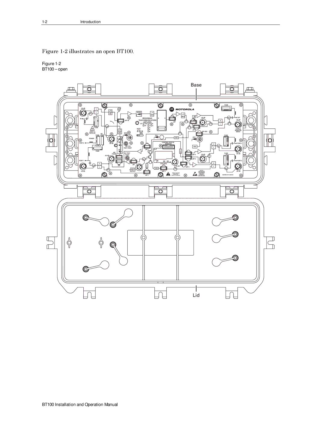 Motorola operation manual Illustrates an open BT100 