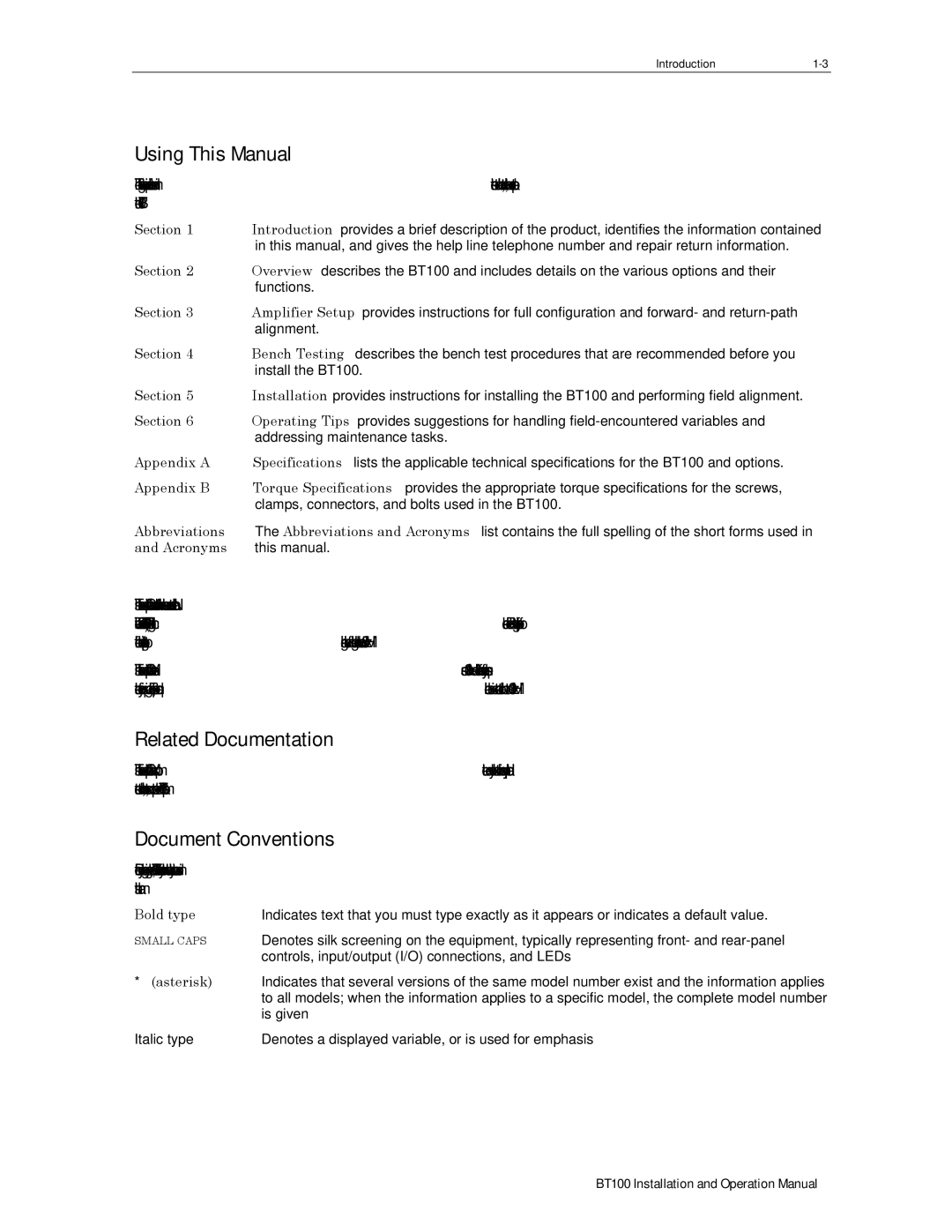 Motorola BT100 operation manual Using This Manual, Related Documentation Document Conventions 