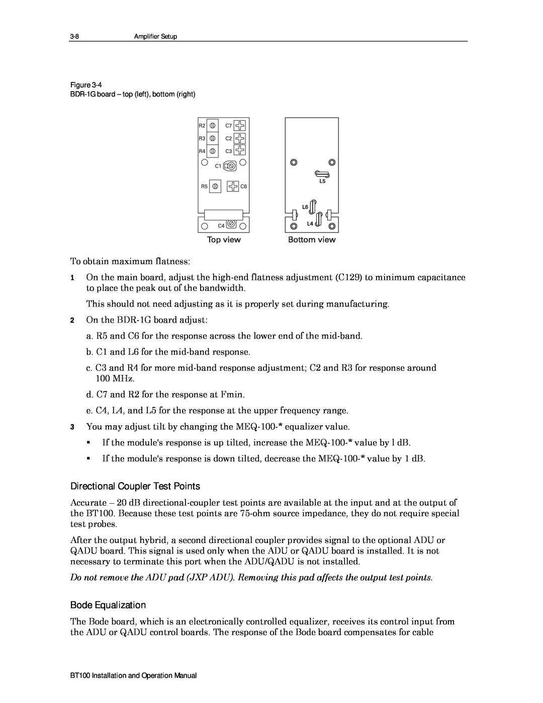 Motorola BT100 operation manual Directional Coupler Test Points, Bode Equalization 