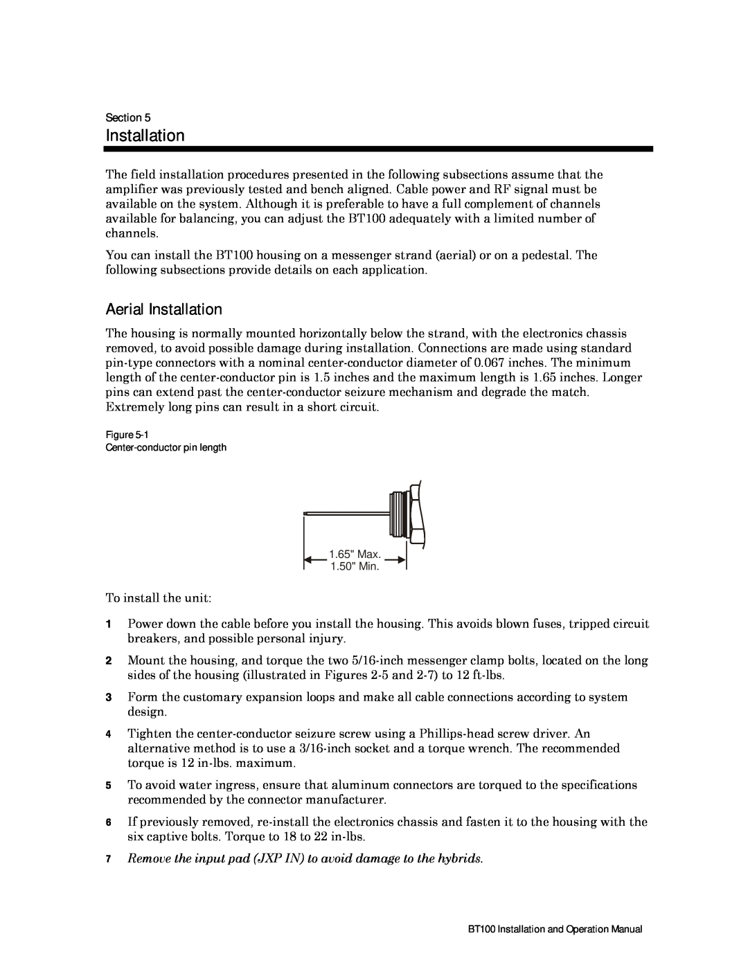 Motorola BT100 operation manual Aerial Installation, Section 
