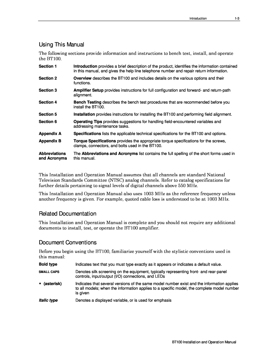 Motorola BT100 operation manual Using This Manual, Related Documentation, Document Conventions 