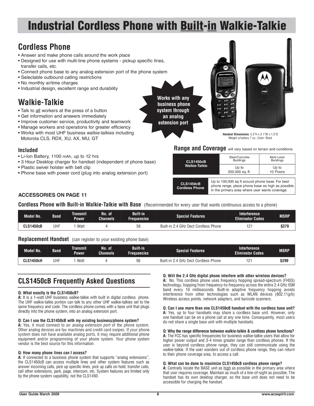 Motorola Business Walkie-Talkies and Accessories manual Cordless Phone, What exactly is the CLS1450cB? 