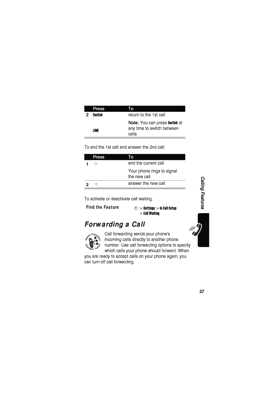 Motorola C115 manual Forwarding a Call 