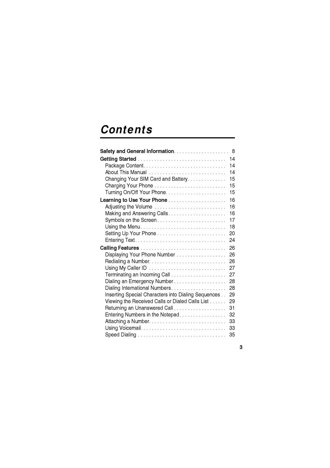 Motorola C115 manual Contents 