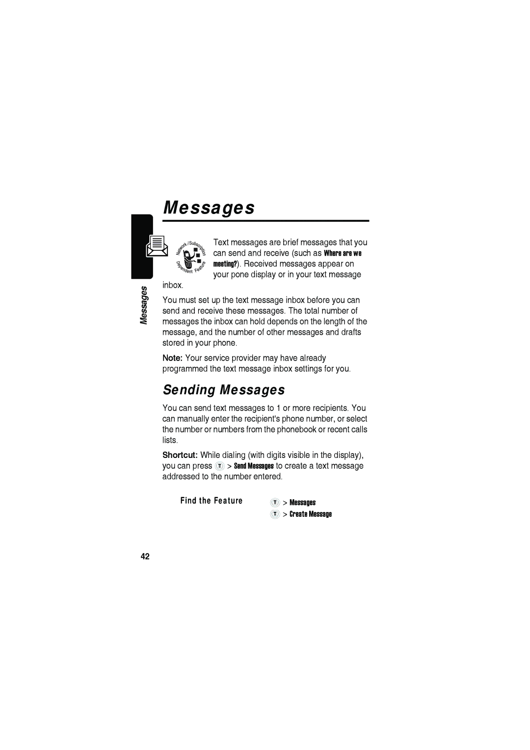 Motorola C115 manual Sending Messages 