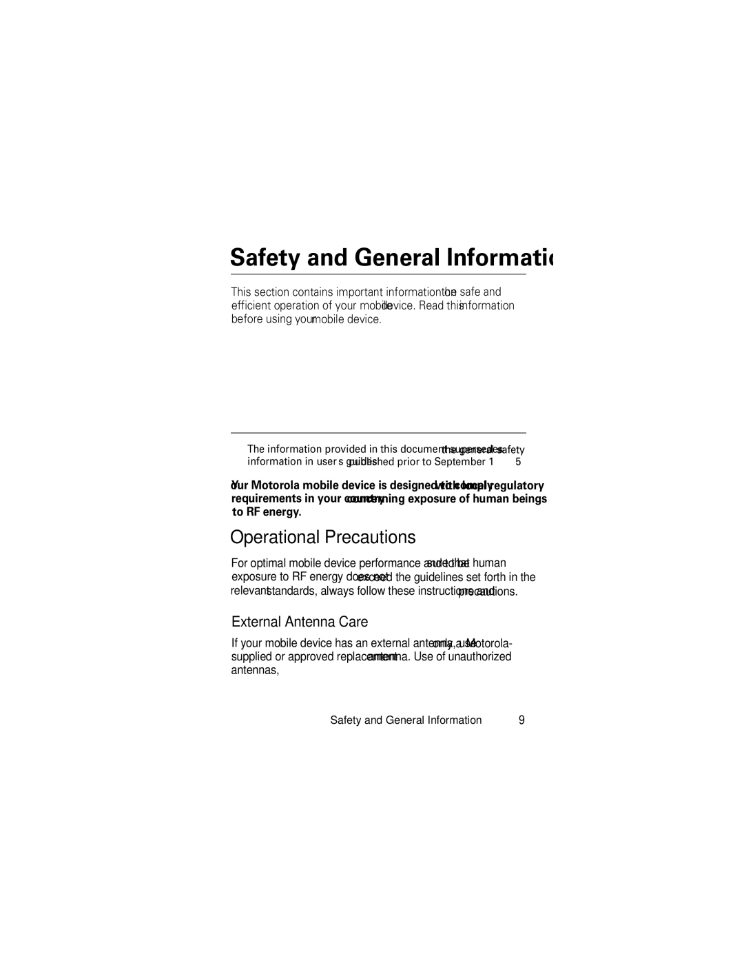 Motorola C118 manual Safety and General Information, Operational Precautions 