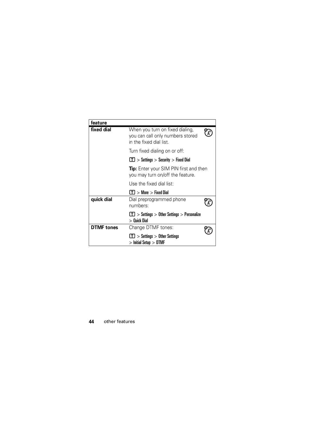 Motorola C123 manual Feature 