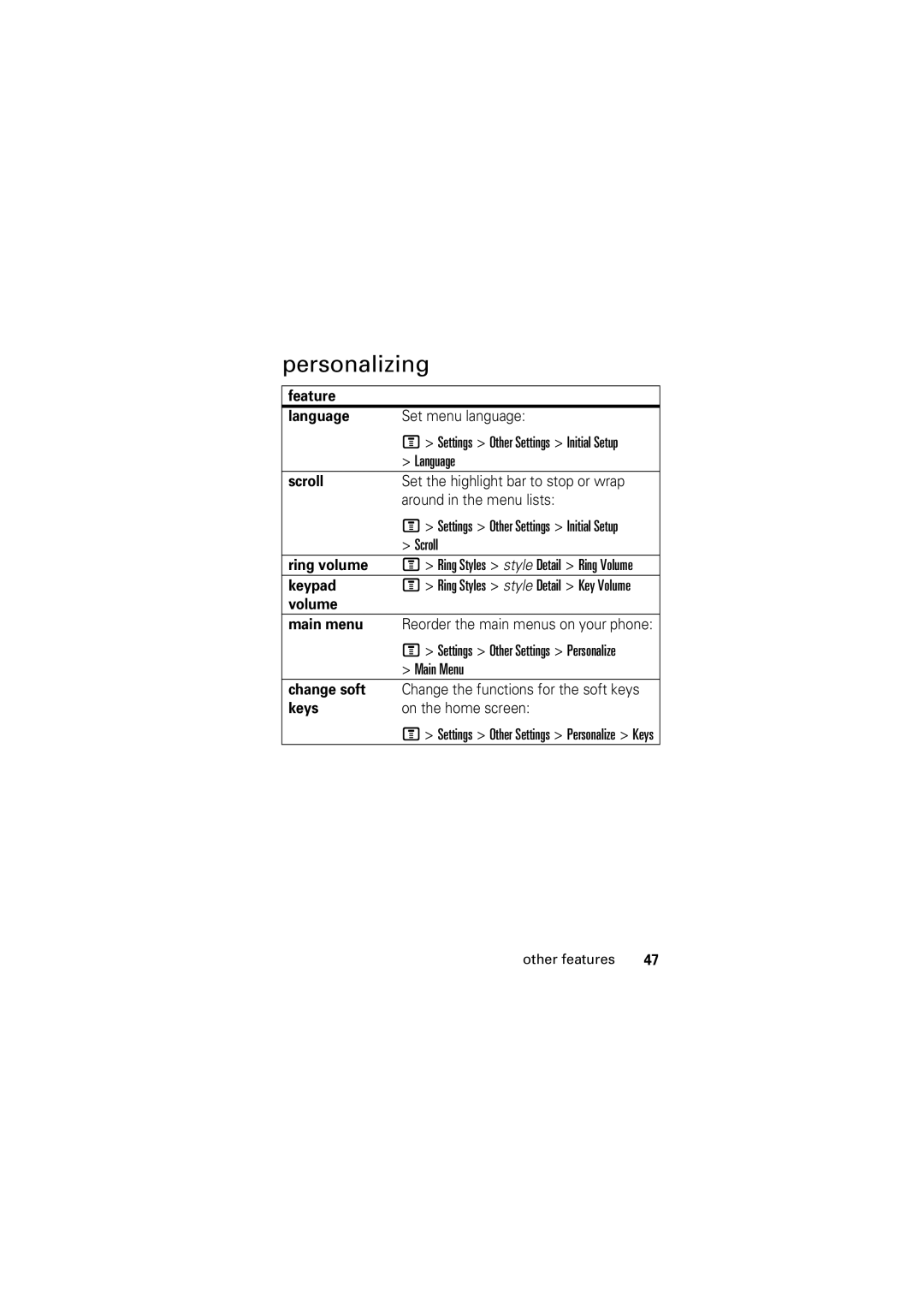 Motorola C123 manual Personalizing 