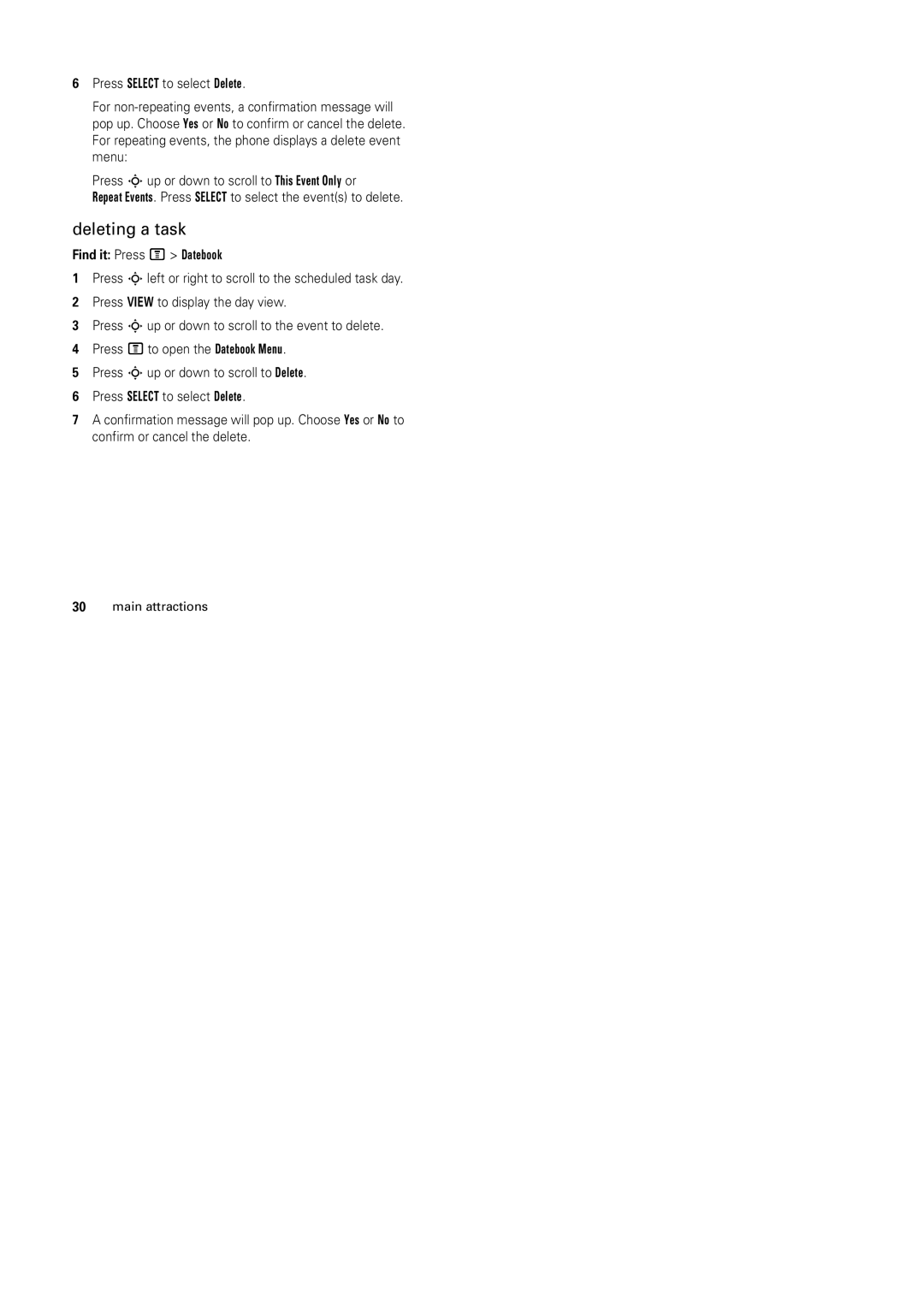 Motorola C139 manual Deleting a task 