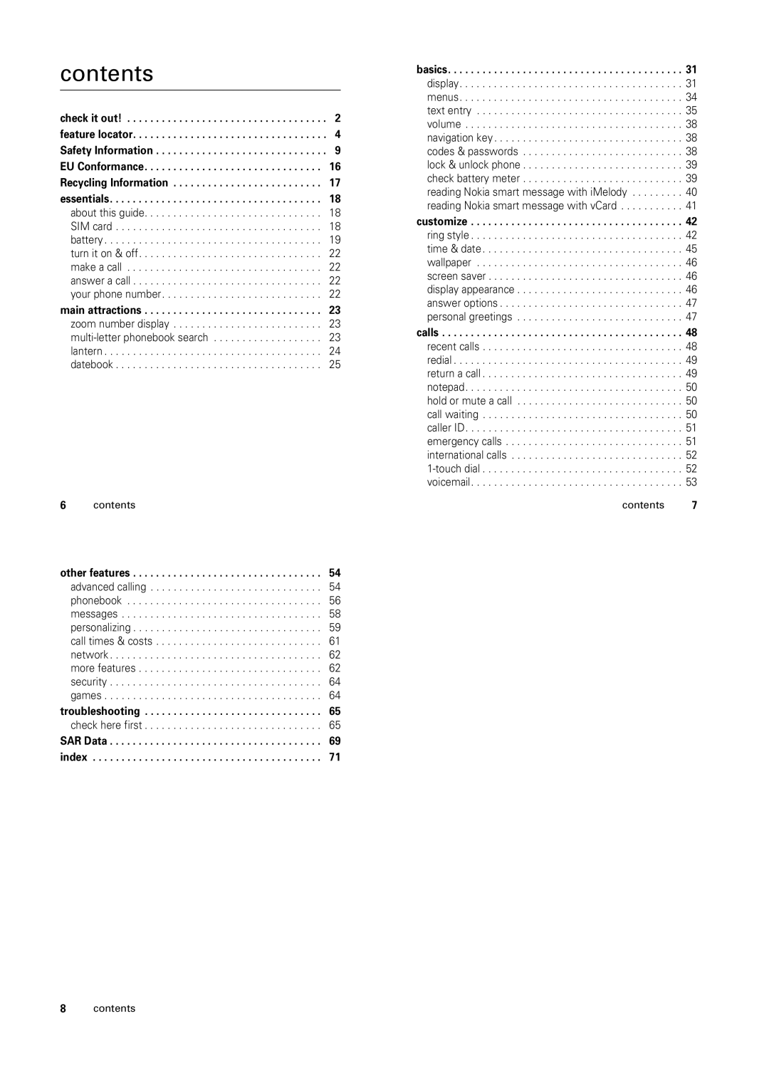 Motorola C139 manual Contents 