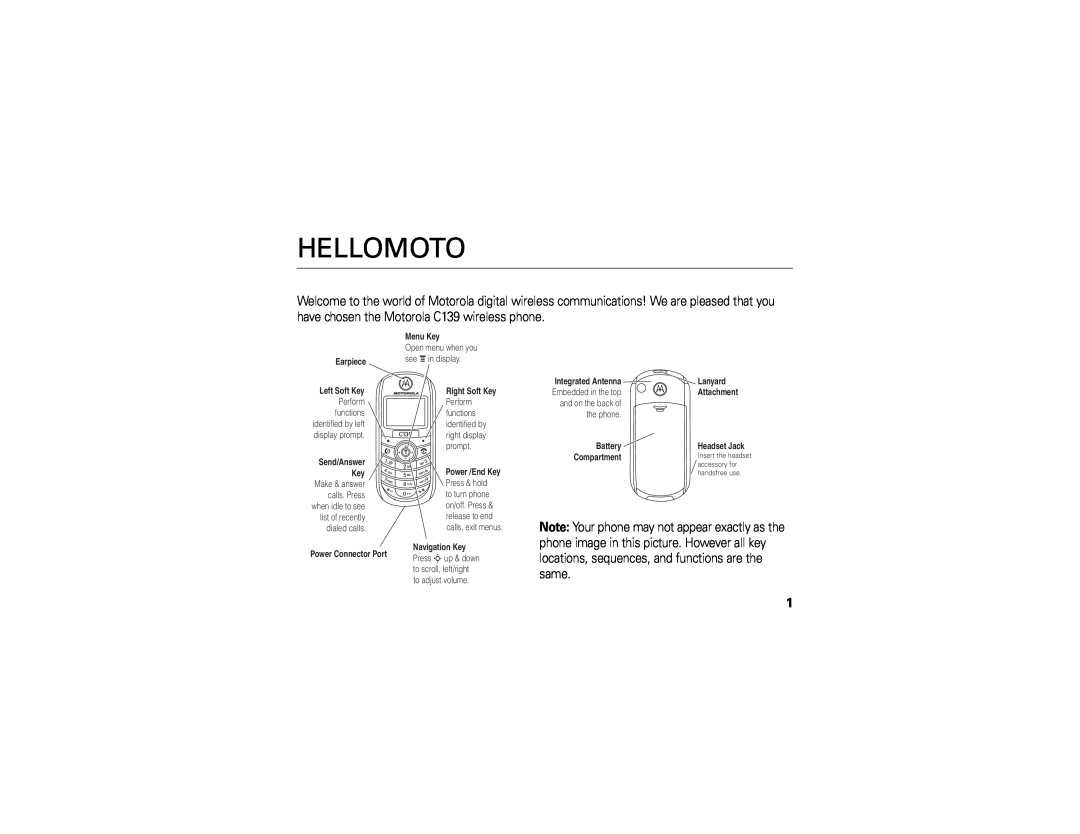 Motorola C139 manual Hellomoto 