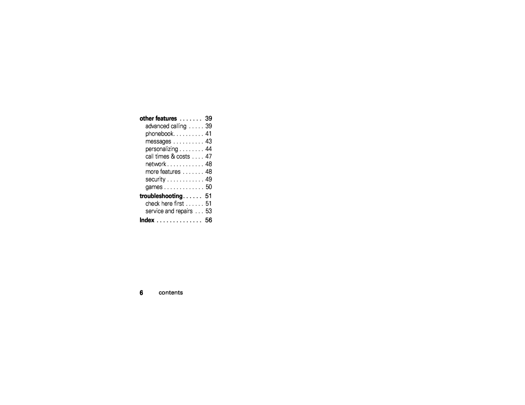 Motorola C139 manual Index, contents 